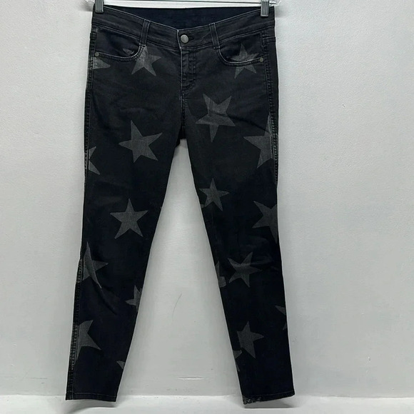 Stella McCartney Jeans Skinny Denim Star Graphic Print Faded Black Gray Size 27 - Picture 2 of 11